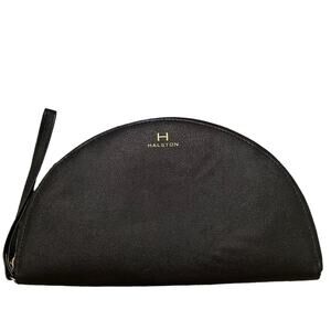 Halston black faux leather half moon wristlet wallet